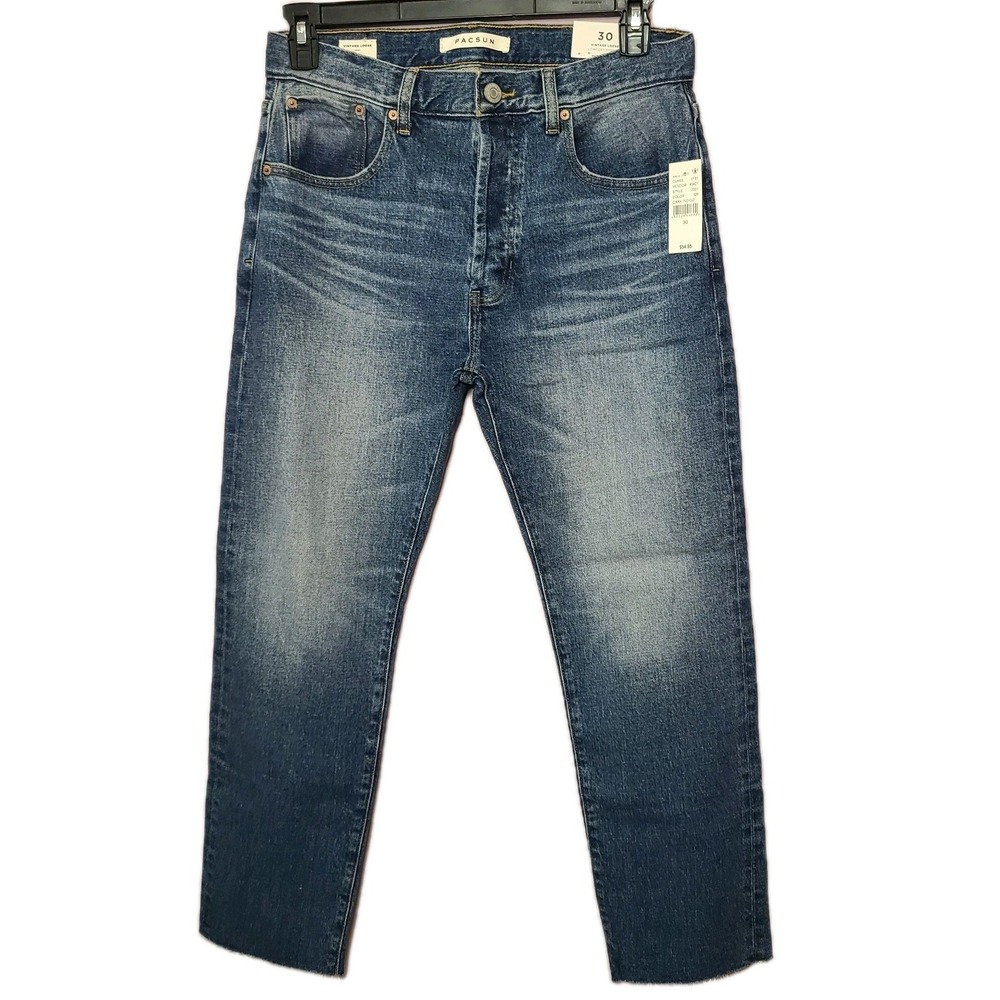 NWT Women's PacSun Los Angeles Vintage‎ Loose Crop Raw Hem High Rise Jeans Sz 30